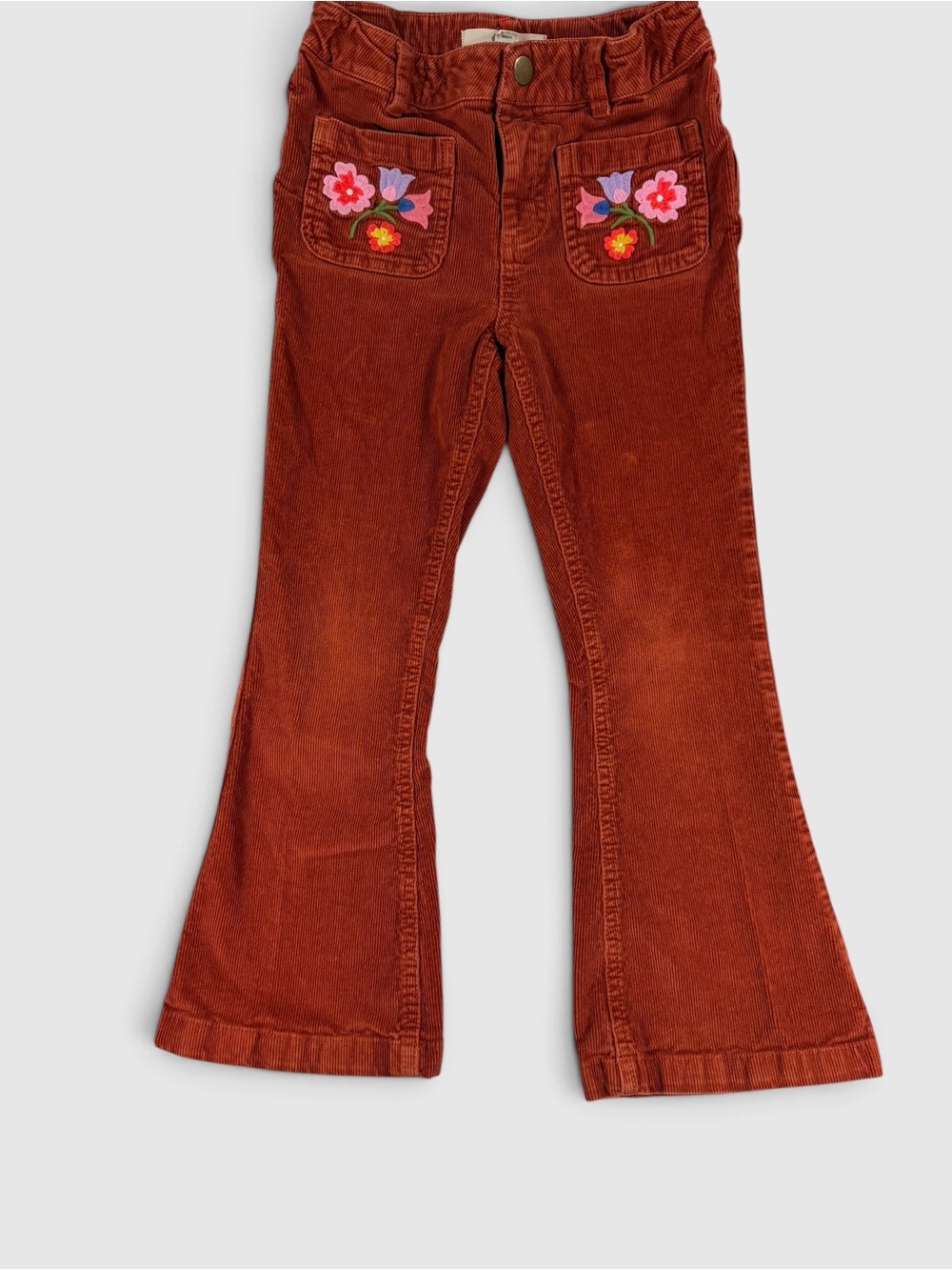 Mini Boden 7-8Y Floral Corduroy Kick Flare Pants